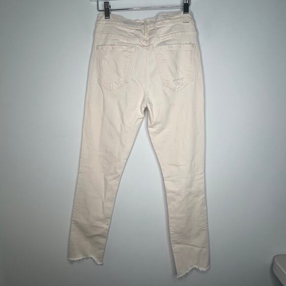 MOTHER The Flirt Chew Unnatural Acts Cream Straight Jeans Size 26 - Picture 7 of 9